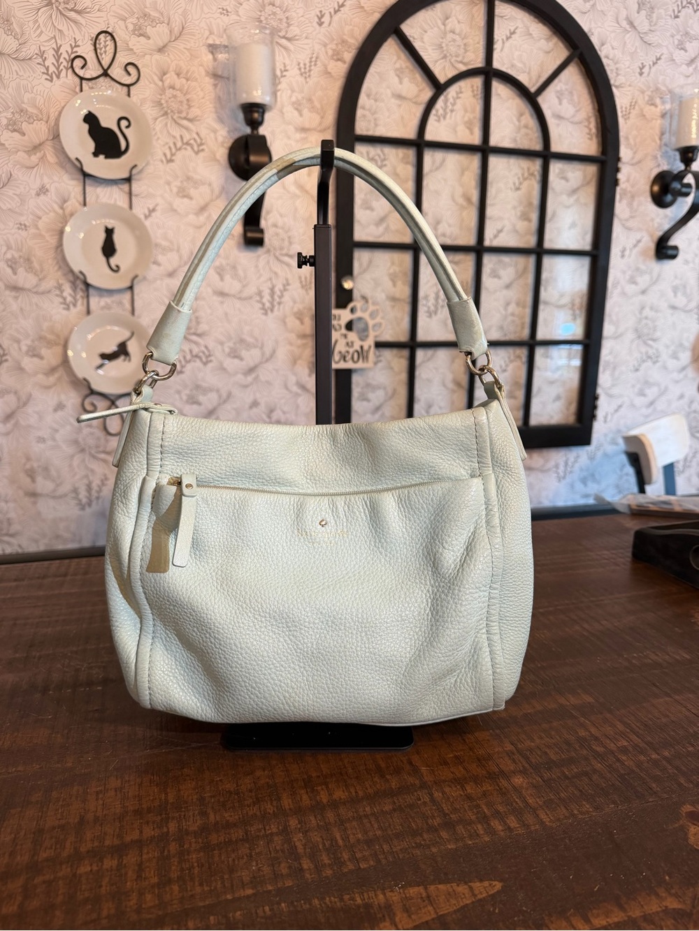 kate spade Pebbled Leather Shoulder Bag in Light Mint